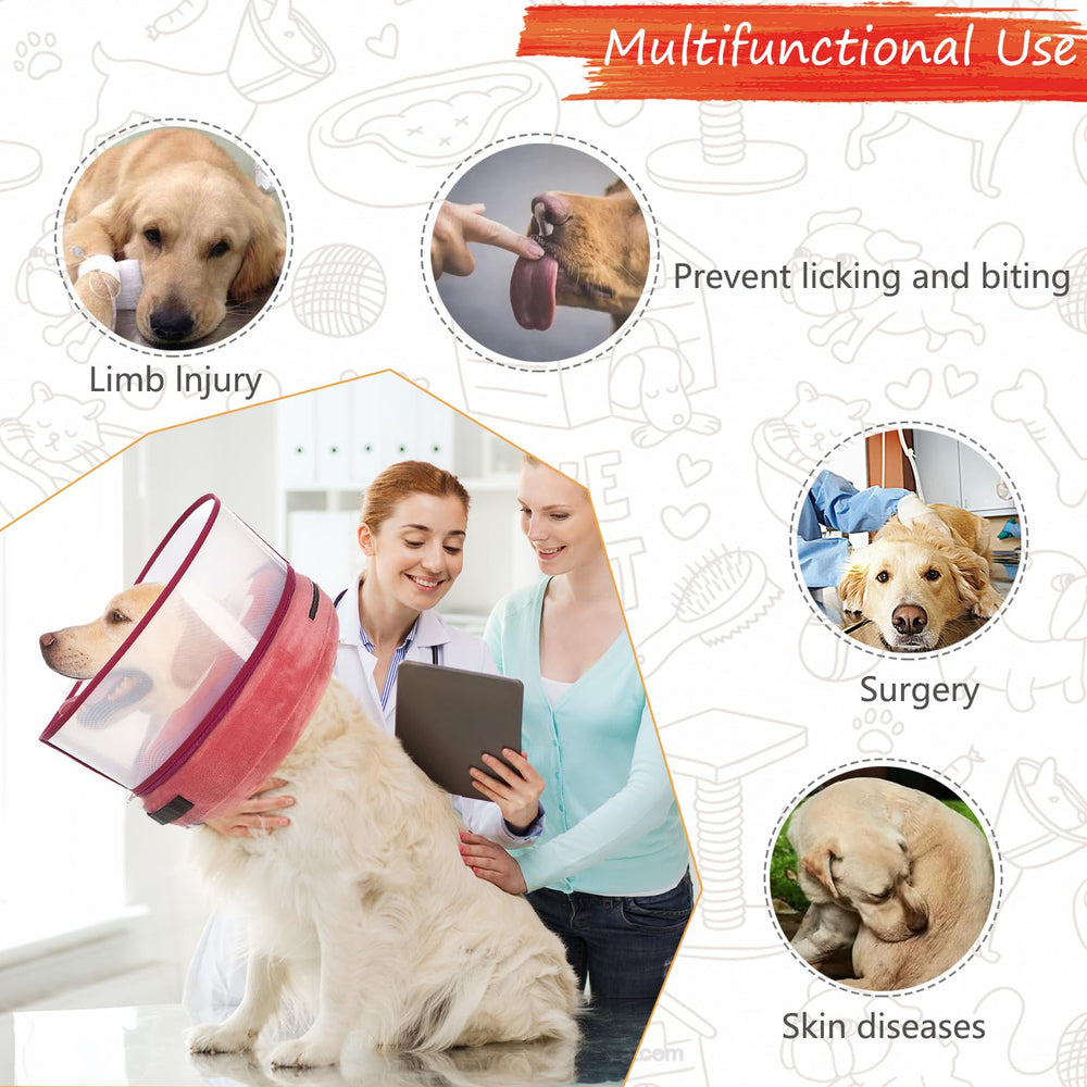 Mariyago inflatable dog cone large dog wearing view shows recovery without obstructed vision.