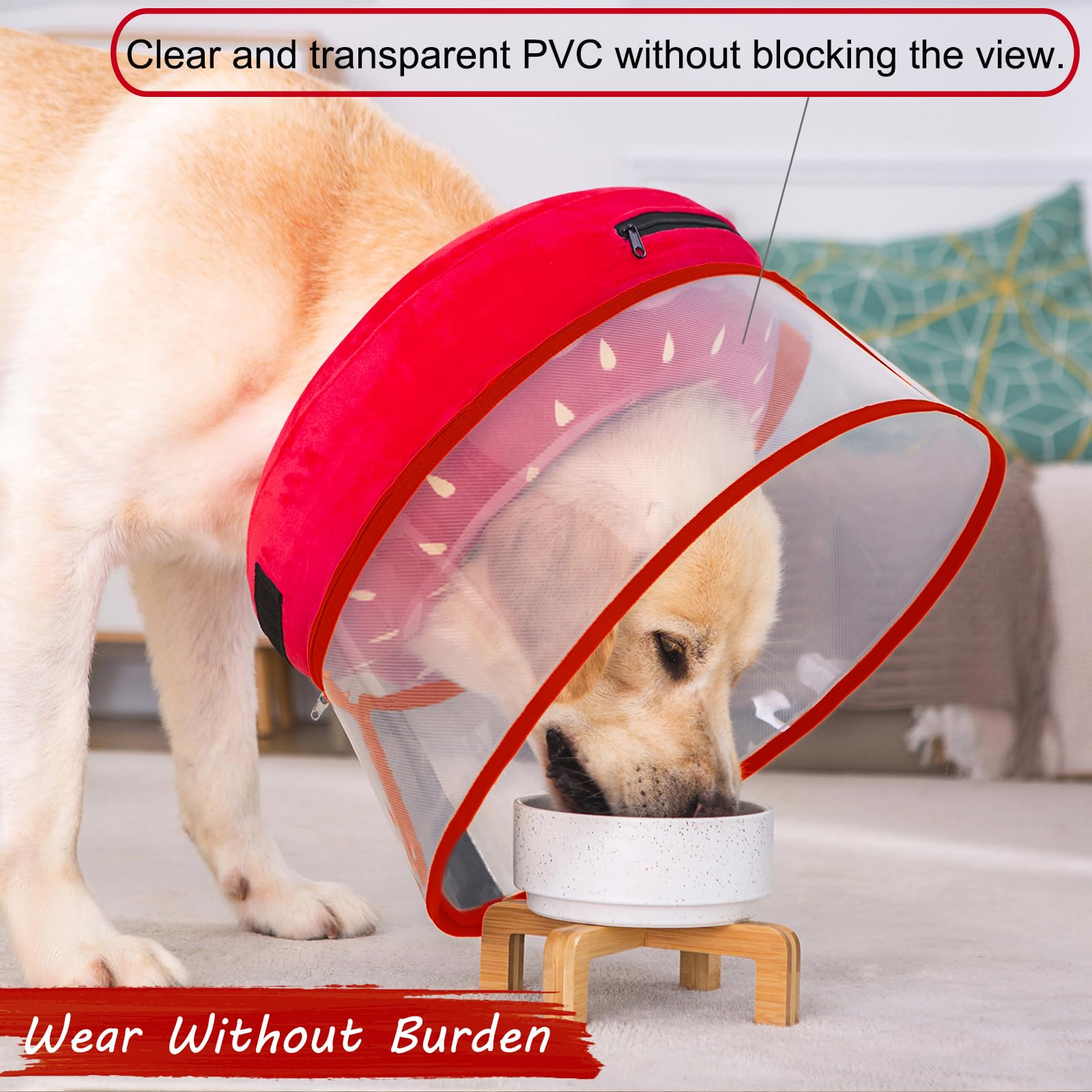 Mariyago inflatable dog cone large strawberry inflation valve for easy firmness adjustment
