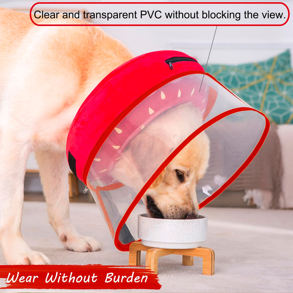 Mariyago inflatable dog cone large strawberry inflation valve for easy firmness adjustment