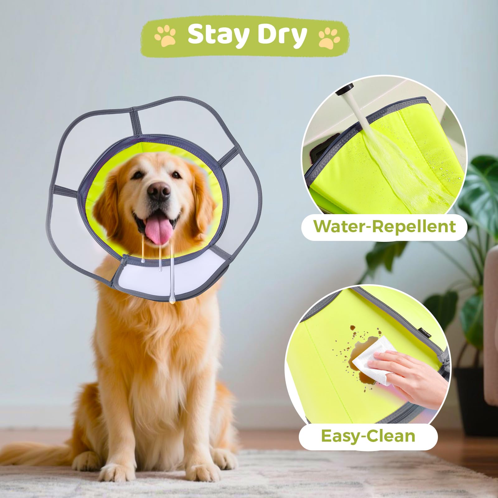 Mariyago soft dog cone reflective-strips improve night visibility for safer walks.
