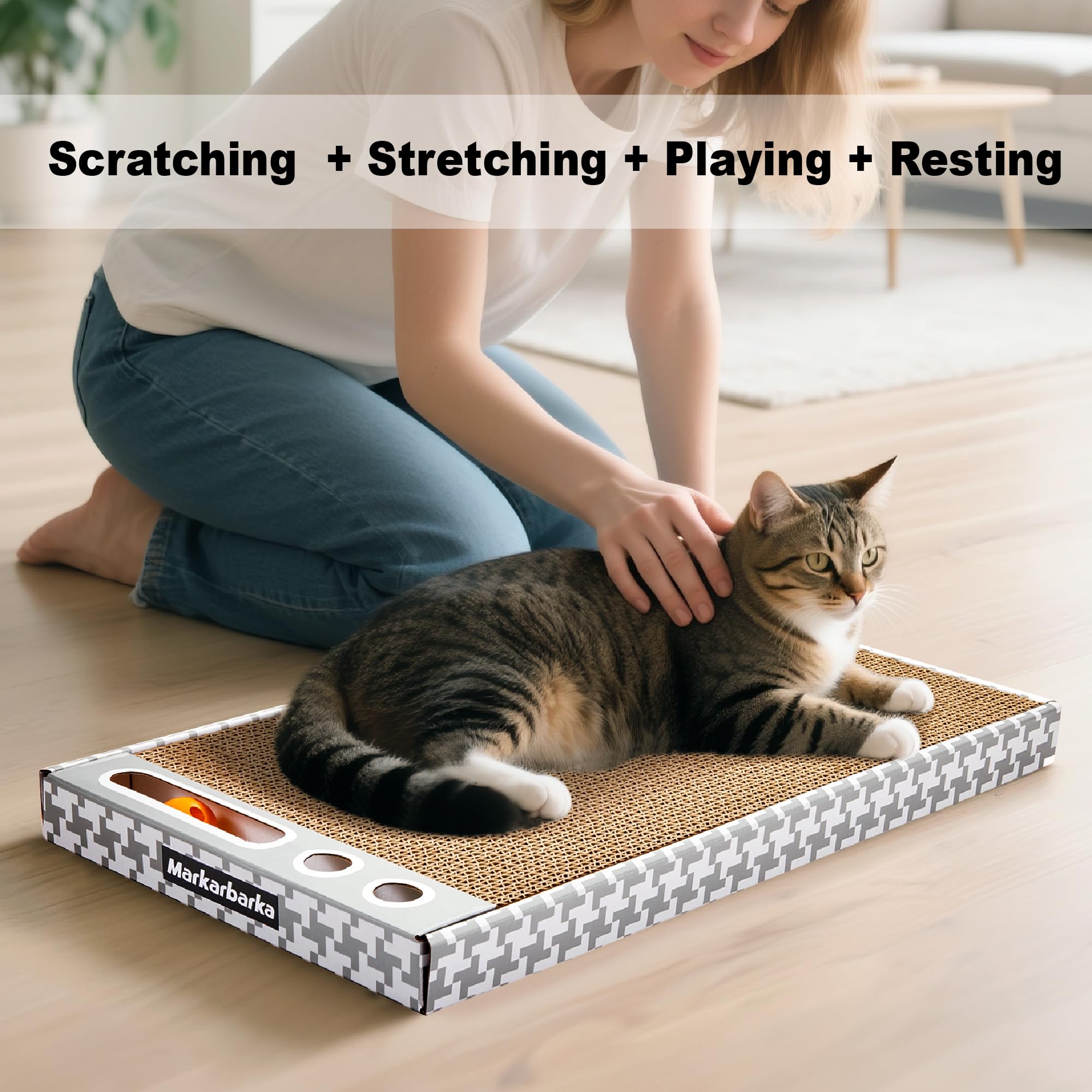 Markarbarka cat scratching board 3-pack reversible sides, double usage extending lifespan.
