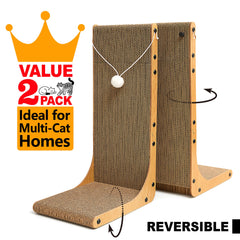 Markarbarka Value 2-Pack cat scratcher front view highlights built-in toy balls for play