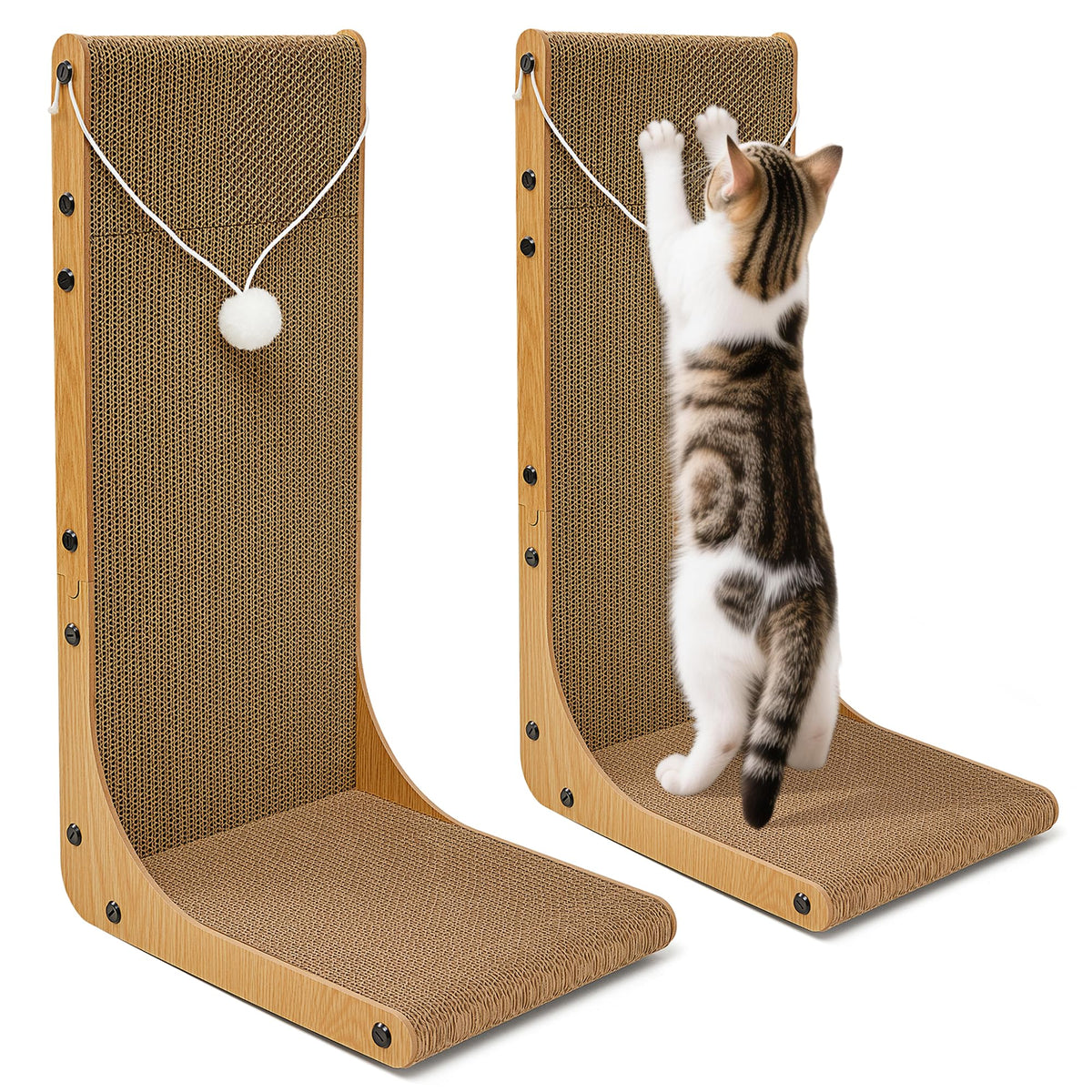 Markarbarka Value 2-Pack L-shaped scratcher side view demonstrates dual-use design for vertical or horizontal scratching