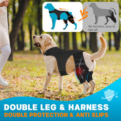 Marnonsis dog leg brace 4 stabilizers provide reinforced hind leg stabilization.