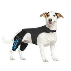 Marnonsis dog leg brace back opening demonstrates snug hind leg fit for active dogs.