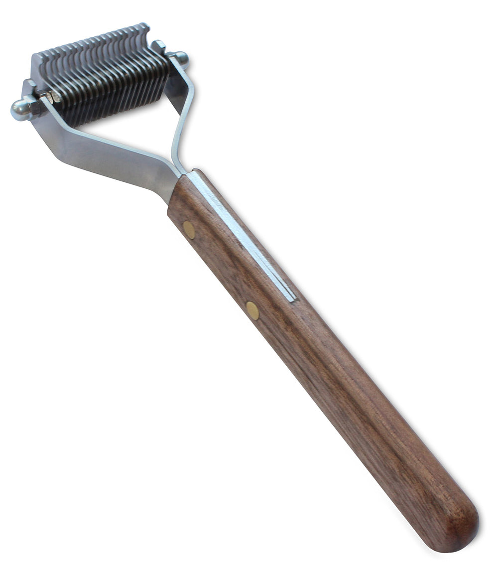 Mars Coat King blunt dematting rake wooden handle for comfortable grooming sessions