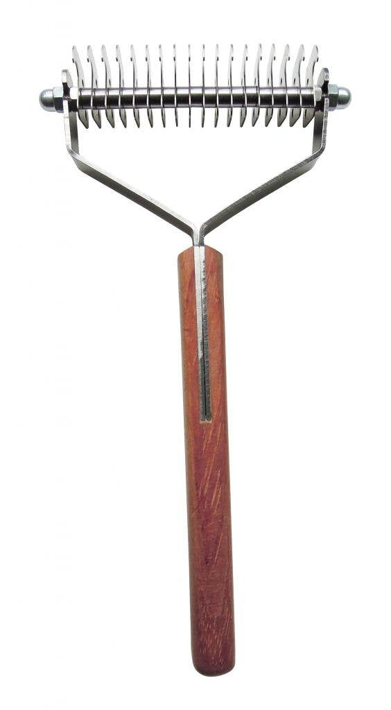 Mars Coat King double-wide dematting tool gently desheds dogs and cats for smoother coats.