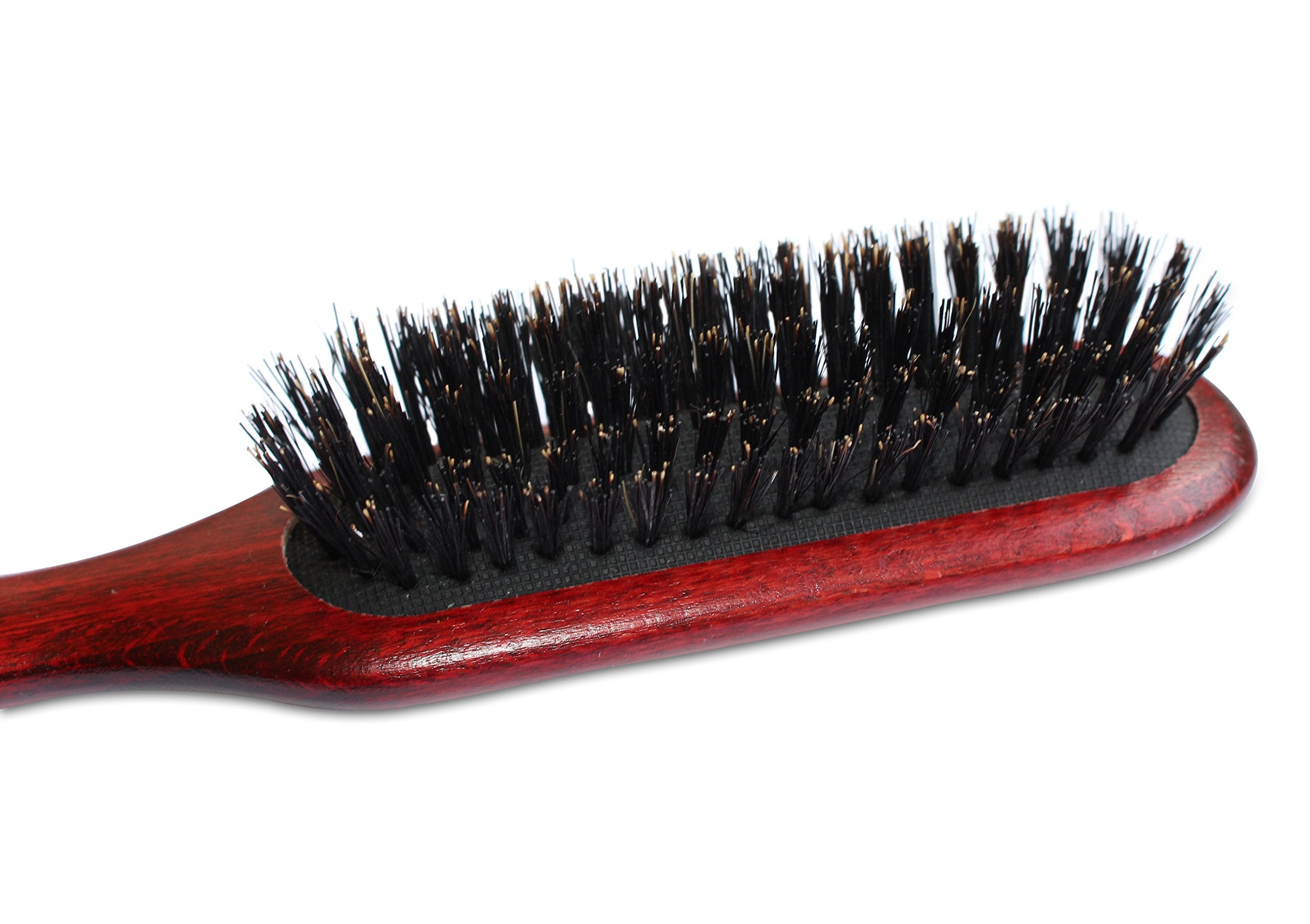 Mars Coat King Maxi Pin Boar brush bristles closeup emphasizes stainless steel detangling action.