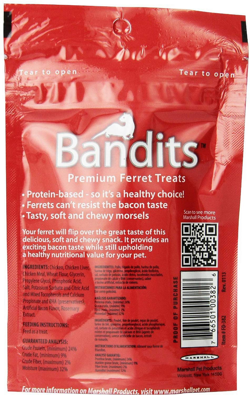 Marshall Bandits Meaty Bacon pouch open, ideal for quick training rewards.