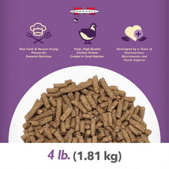 Marshall Premium Ferret Diet Senior Formula ingredients close-up emphasizes real meat and balanced nutrients.