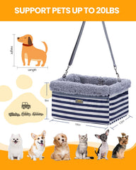 MARSLABO dog car seat clip-leash keeps small pets secure during rides