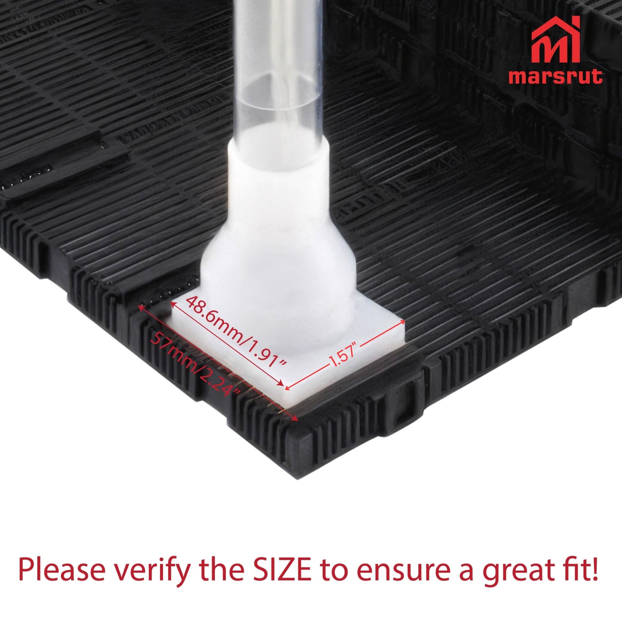 Marsrut bottom-plate compatibility image shows plate dimensions for fit.