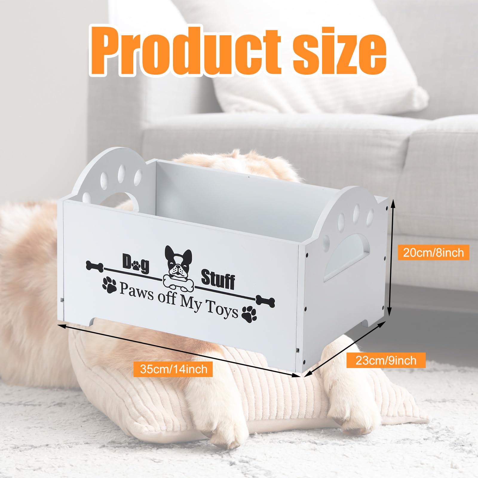 Marsui dog supply box paw pattern detail for decorative, pet-friendly storage.