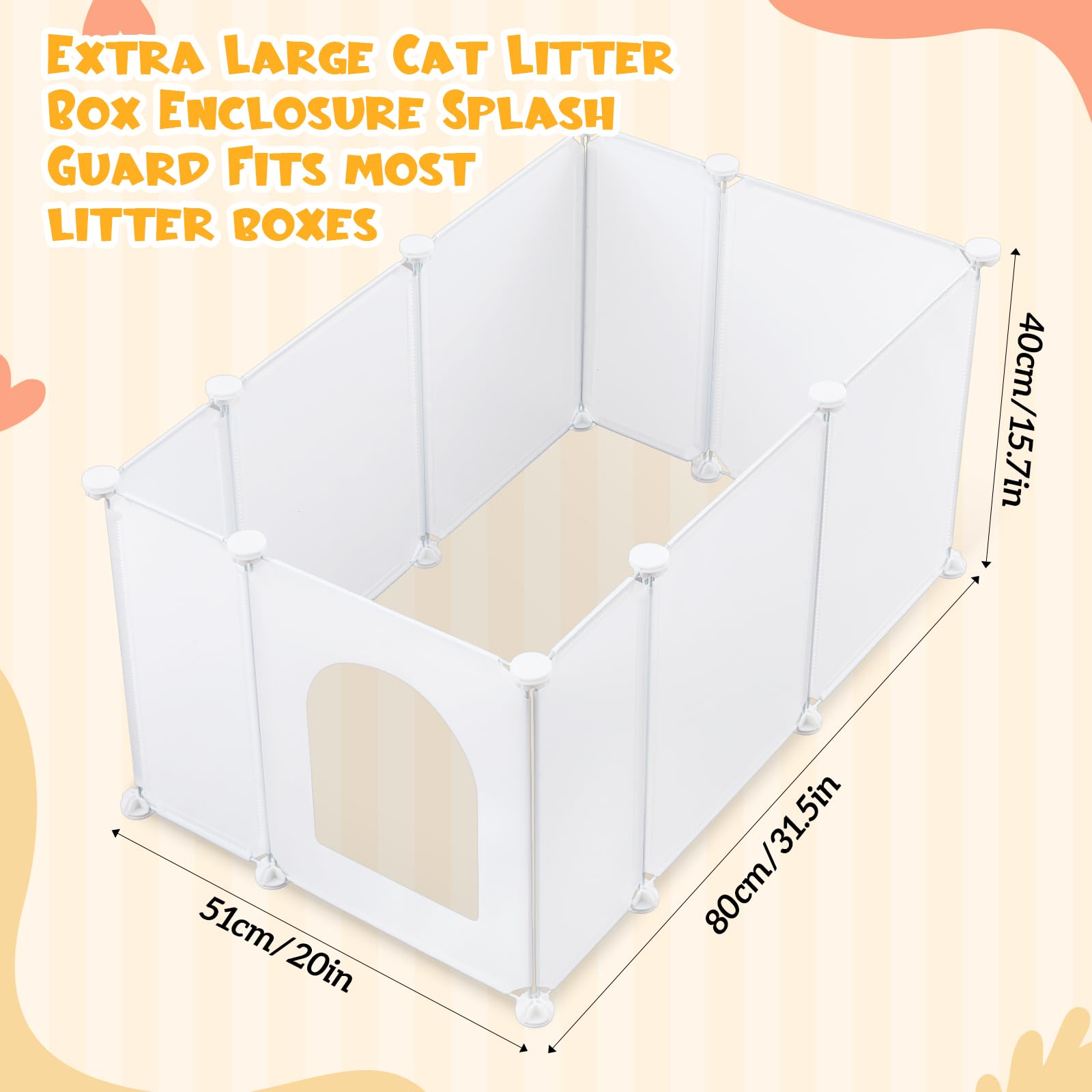 Marsui litter box enclosure side view emphasizing privacy shield and containment