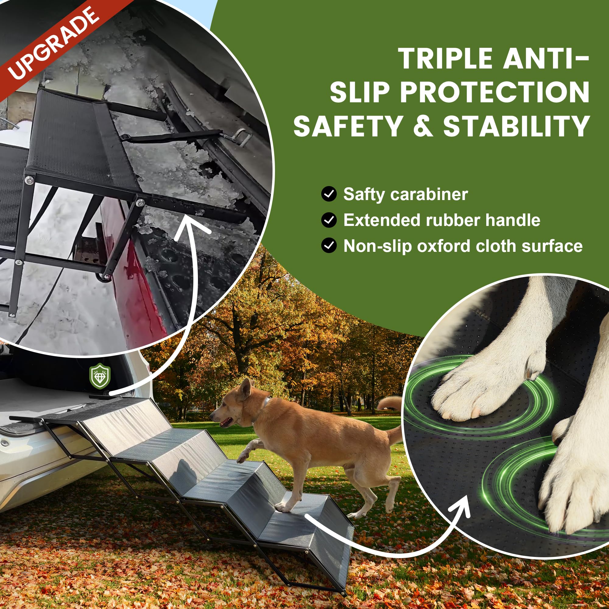 Marudina aluminum dog ramp supports up to 250 pounds securely.