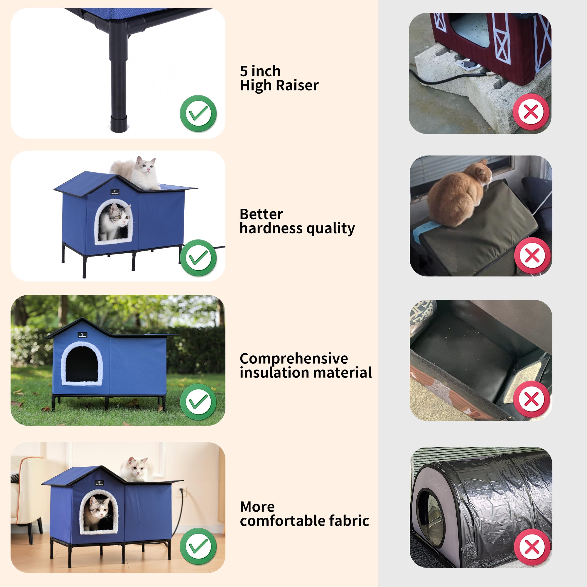 MARUNDA heated cat house dark-blue-color blends with outdoor spaces for subtle style.