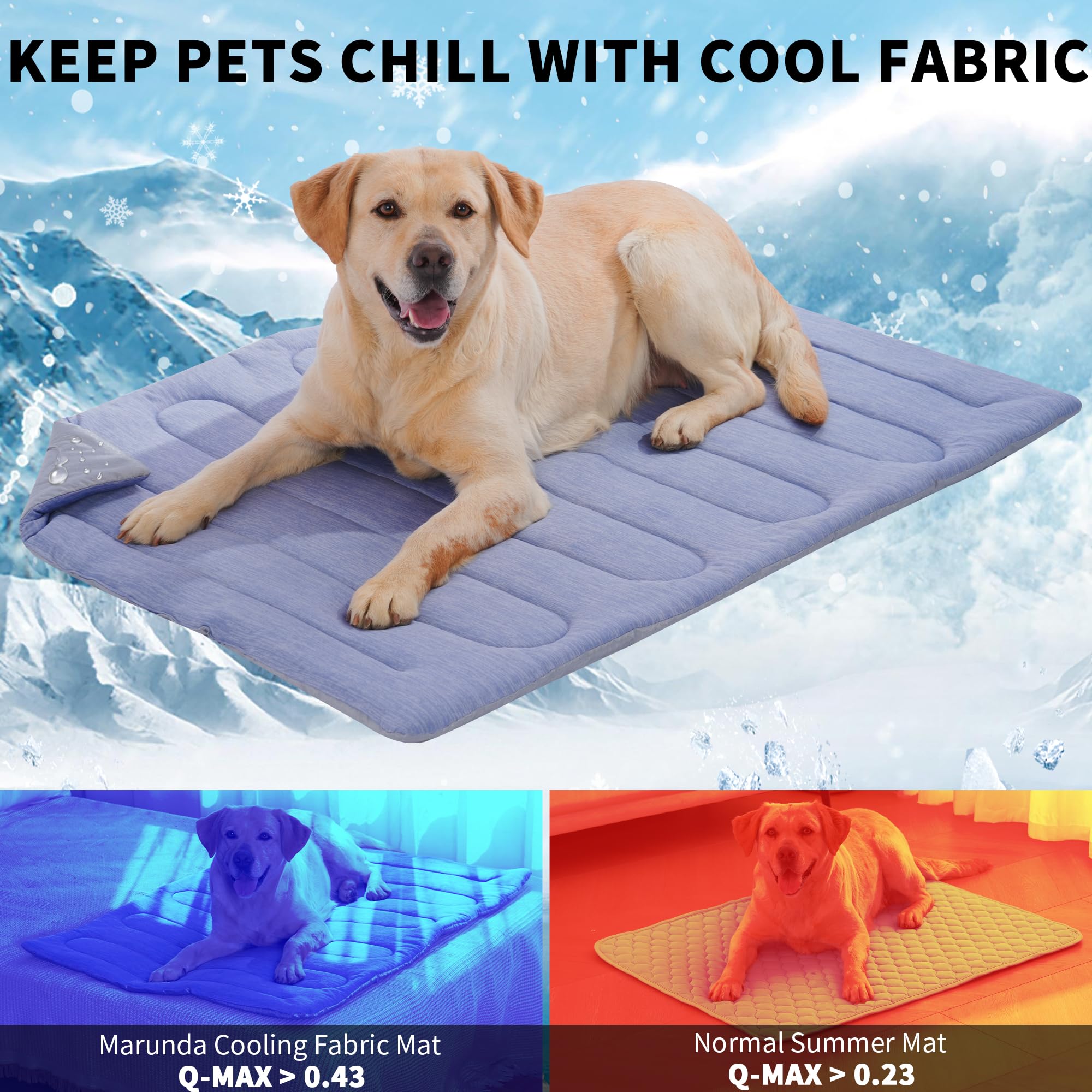 MARUNDA dog cooling mat inner-fill cloud comfort provides plush support.