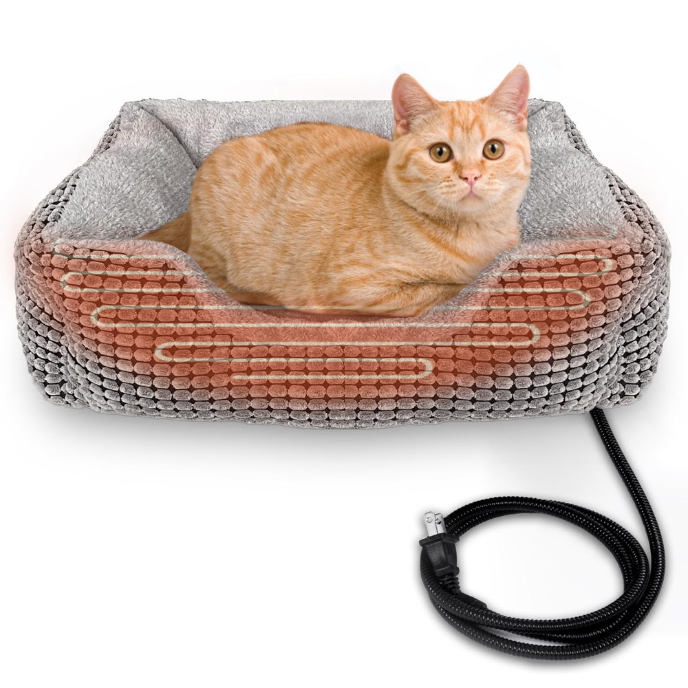 MARUNDA heated cats bed cover closeup highlighting soft plush fabric and gentle warmth for cozy naps