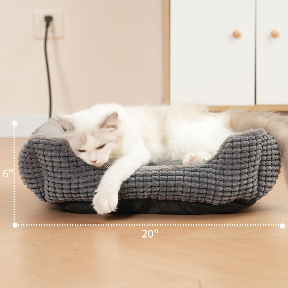 MARUNDA heated pets bed top view showcases the spacious 23x20x7 design for small pets