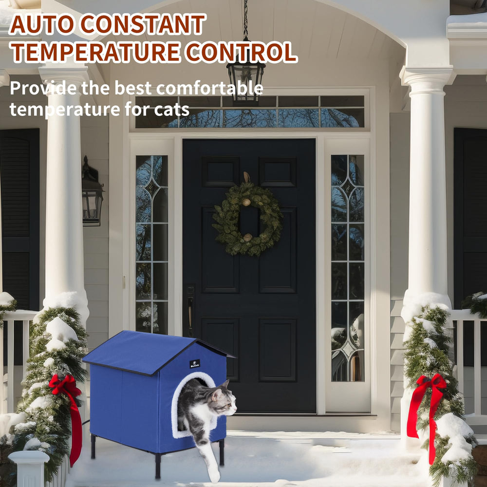 MARUNDA heated cat house outdoor-indoor-use enables versatile placement for pets.