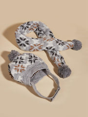 MaruPet dog scarf in gray snowflake provides cozy neck warmth for outings