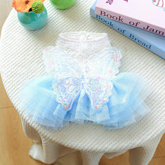 MaruPet Fashion Sweet Puppy Dress back view highlighting tutu skirt for festive flair.