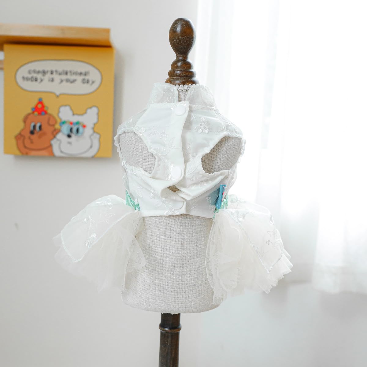 MaruPet sweet puppy dress back view showcasing elegant lace detail