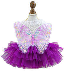 MaruPet front-view dress on a puppy, adds festive sparkle for parties