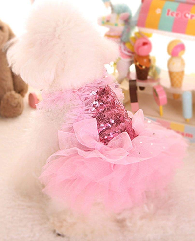 MaruPet pink dress for puppies, great for holidays or birthdays.