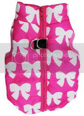 MaruPet Winter Vest back view in Rosered Butterfly XXS for small dogs provides warm coverage