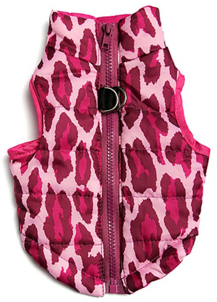 MaruPet winter vest Rosered Leopard XS keeps small dogs warm on cold walks