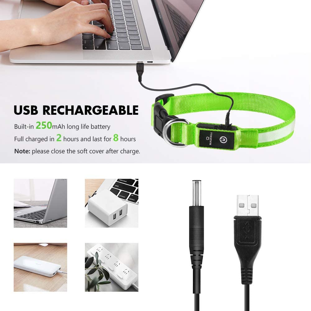 Masbrill LED Dog Collar adjustable buckle for comfortable fit.