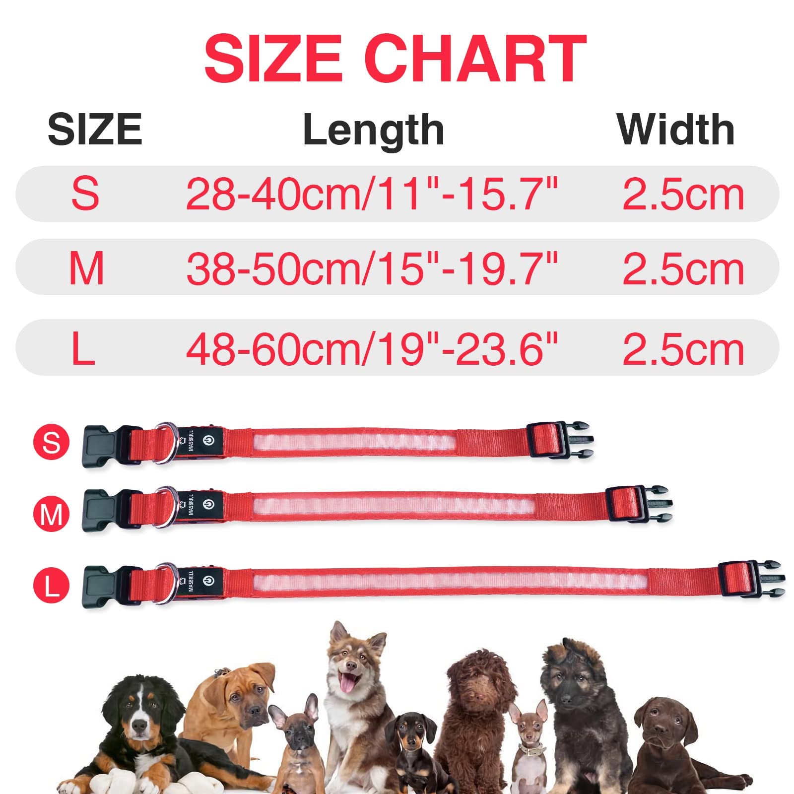 MASBRILL LED Dog Collar is waterproof and rust-proof for all-weather outings.