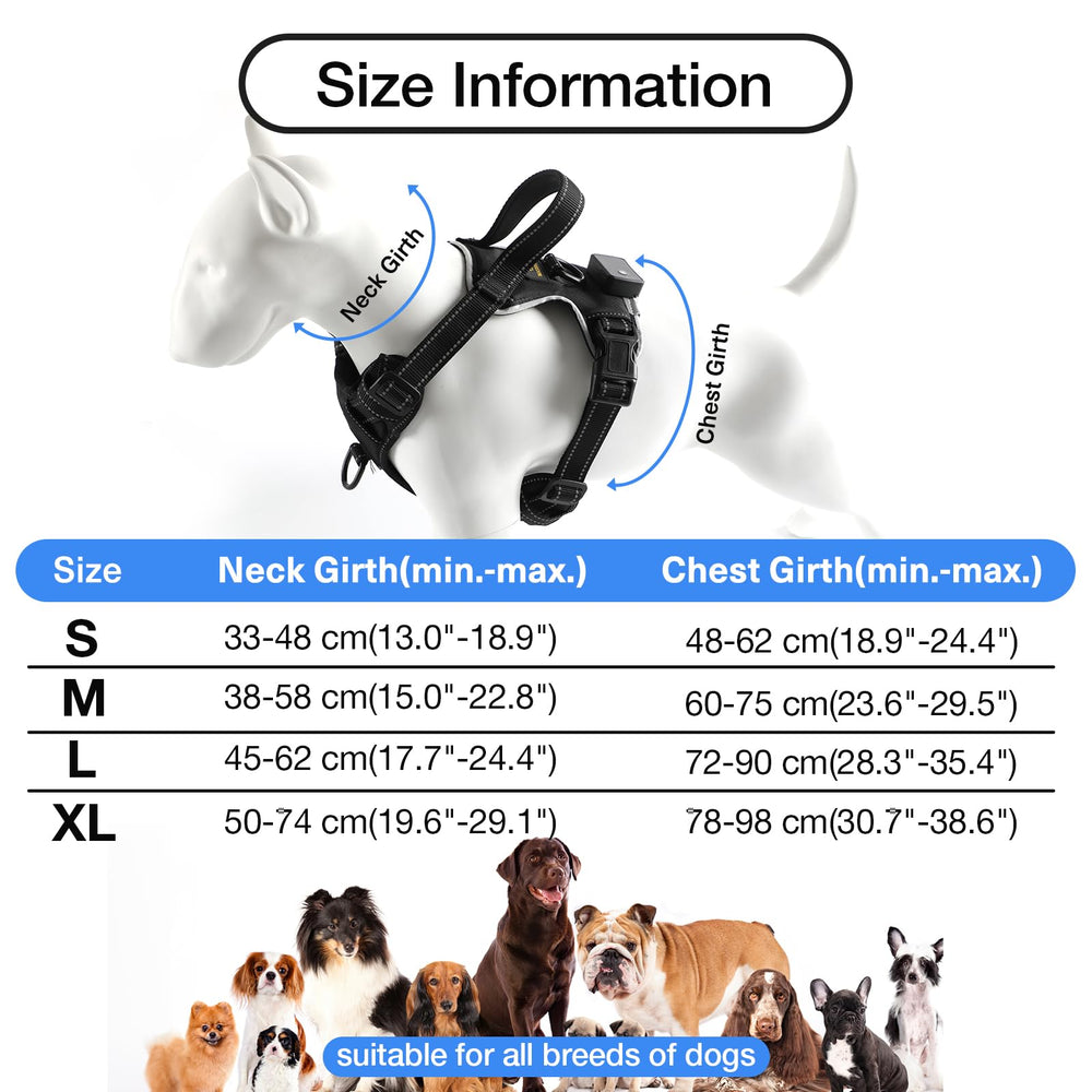 MASBRILL LED dog harness front clip helps discourage pulling during strolls.