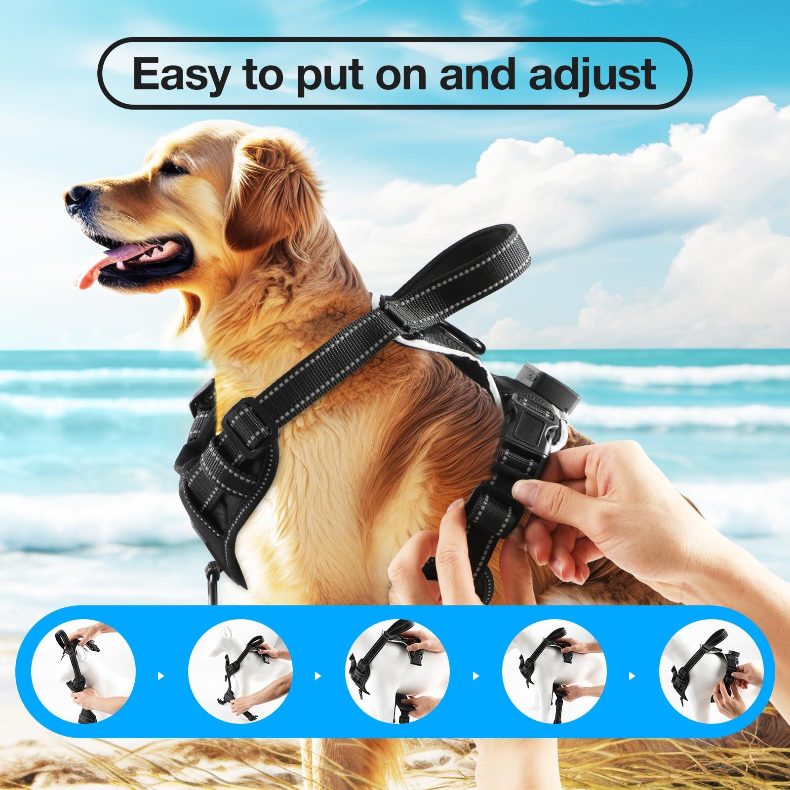 MASBRILL soft padded harness offers comfort with breathable lining.