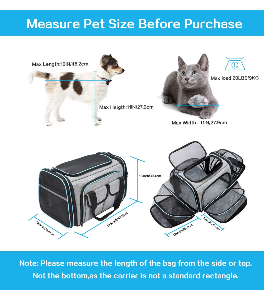 MASKEYON pet carrier four-sides extensions increase space for your pet.