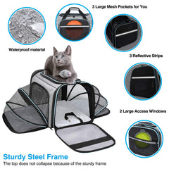 MASKEYON airline-approved pet carrier back view showing sturdy frame