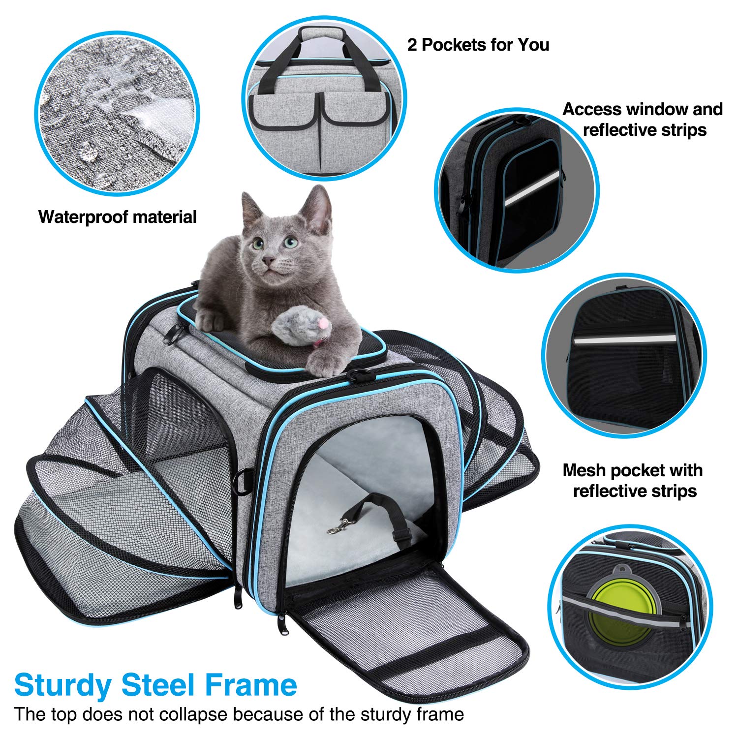 MASKEYON collapsible pet carrier folds flat for tidy storage.