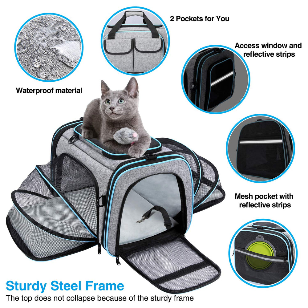 MASKEYON collapsible pet carrier folds flat for tidy storage.