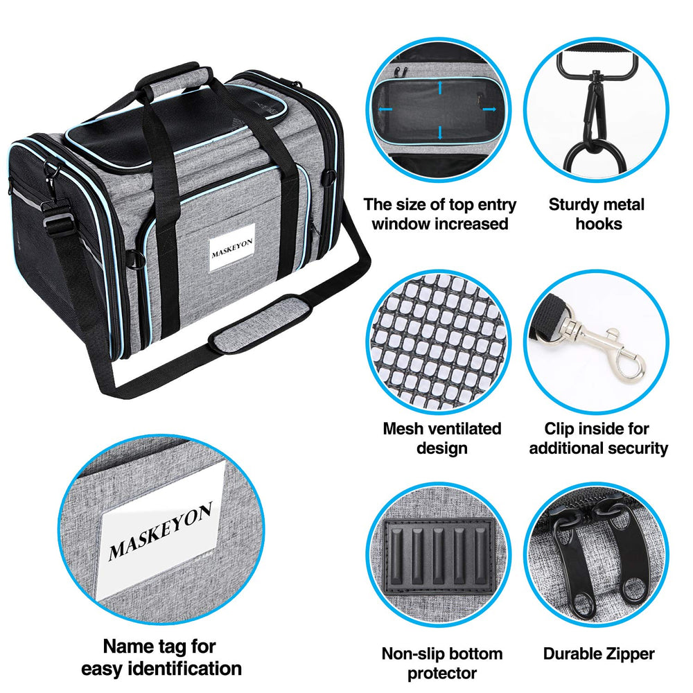 MASKEYON airline-approved pet carrier interior pads removable for cleaning