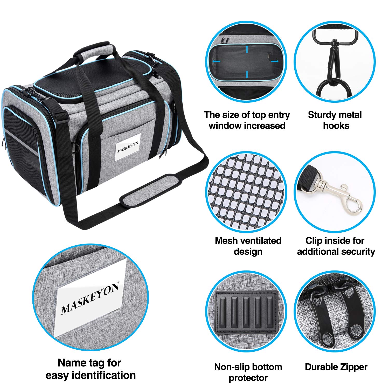 MASKEYON non-slip bottom keeps carrier stable on smooth surfaces.