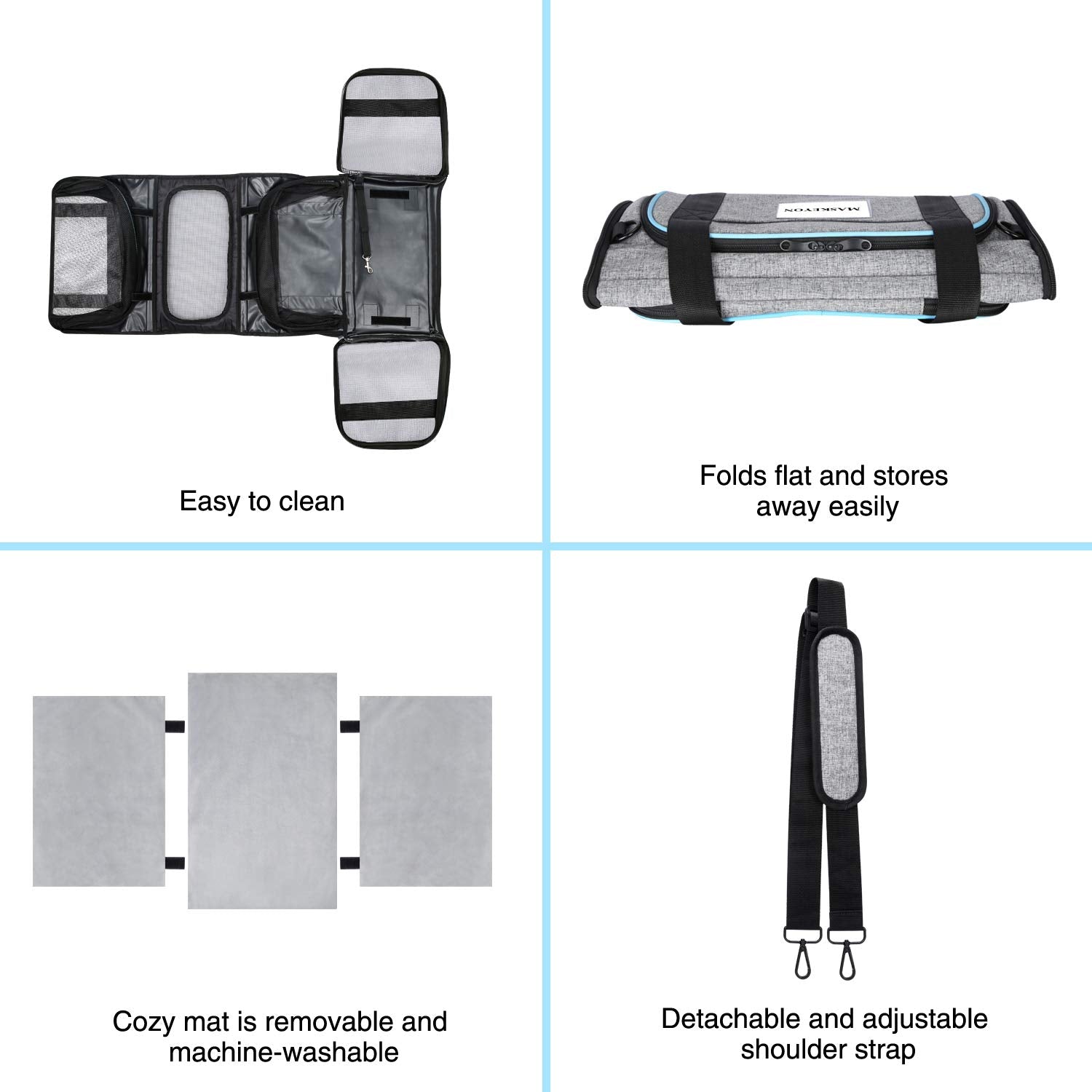 MASKEYON airline-approved pet carrier adjustable shoulder strap for comfortable carry