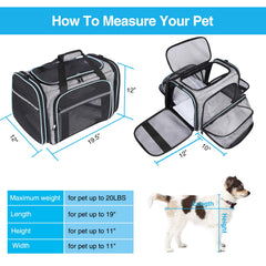 MASKEYON airline-approved pet carrier side-expanded view for extra space