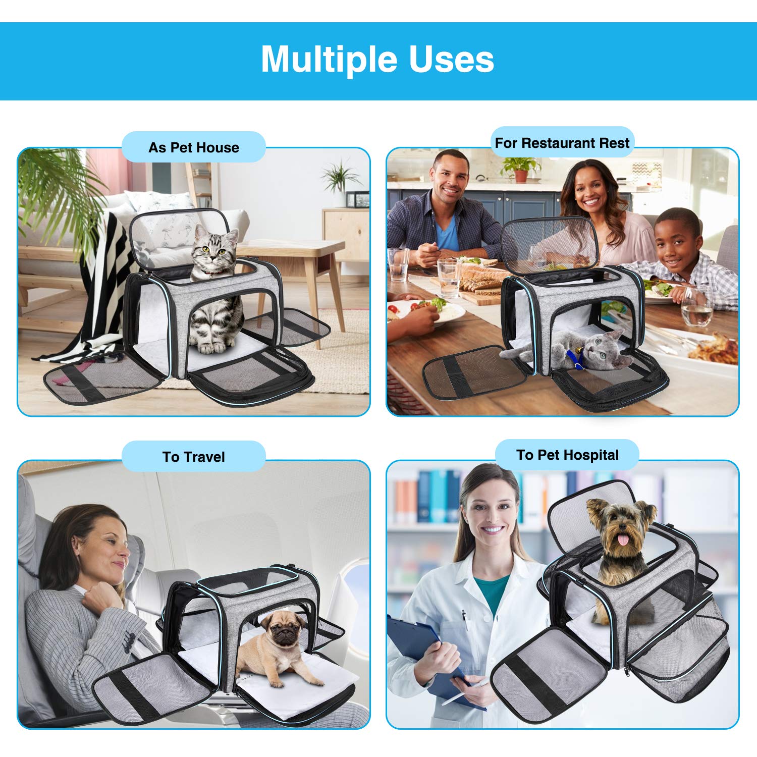 MASKEYON airline-approved pet carrier top-loading entry for quick loading