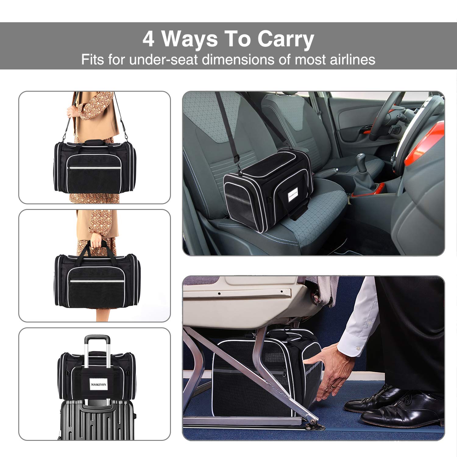 MASKEYON interior leash attachment helps prevent escapes