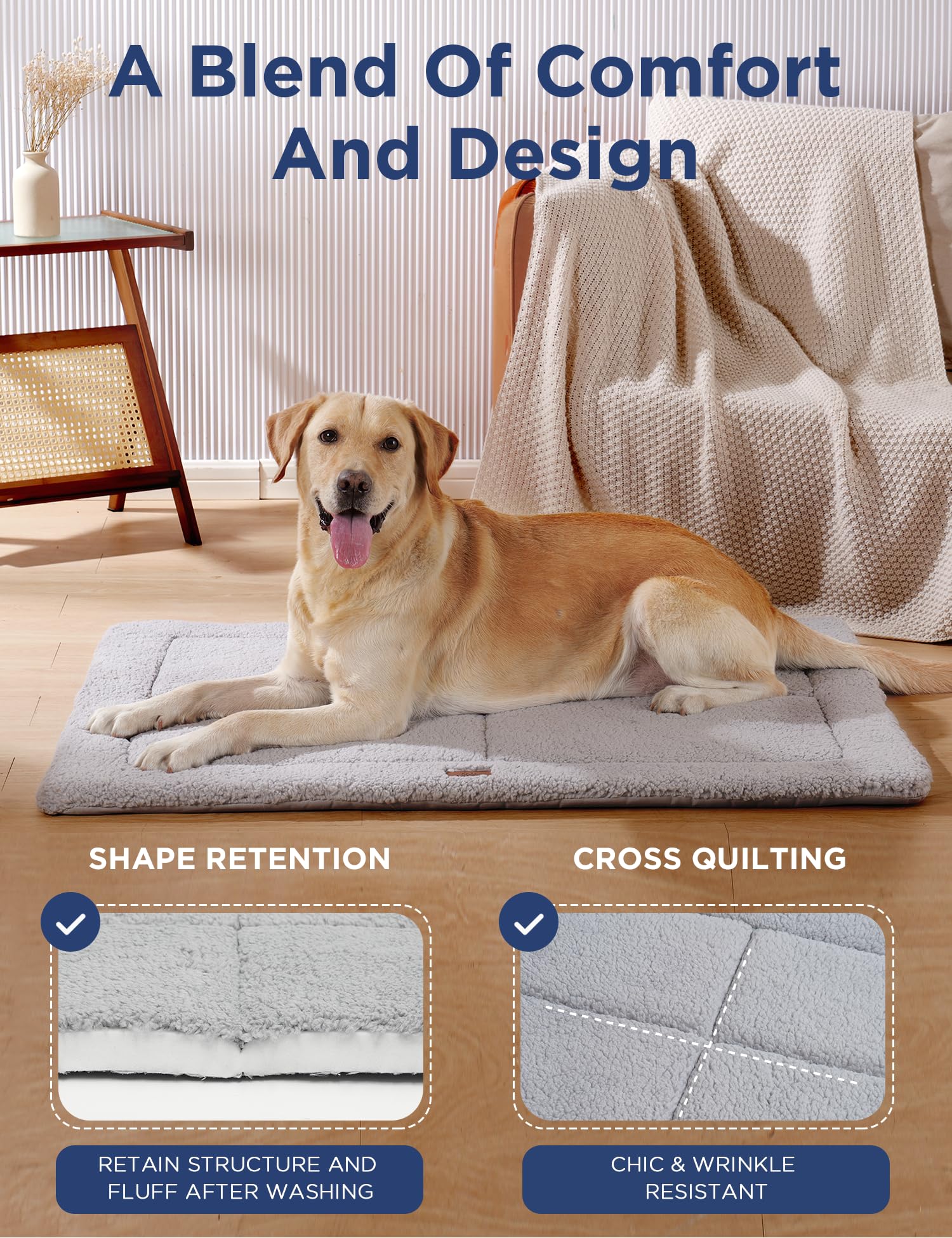 MASSFU dog bed plush side close-up highlighting soft texture