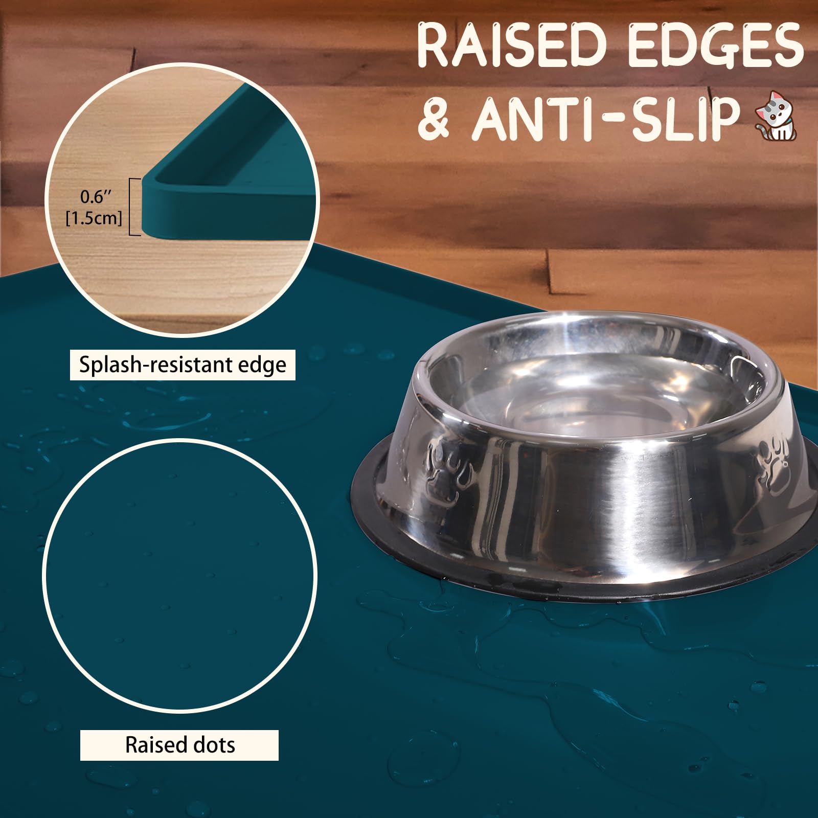 MateeyLife anti-slip mat with surface dots holds bowls steady during meals.