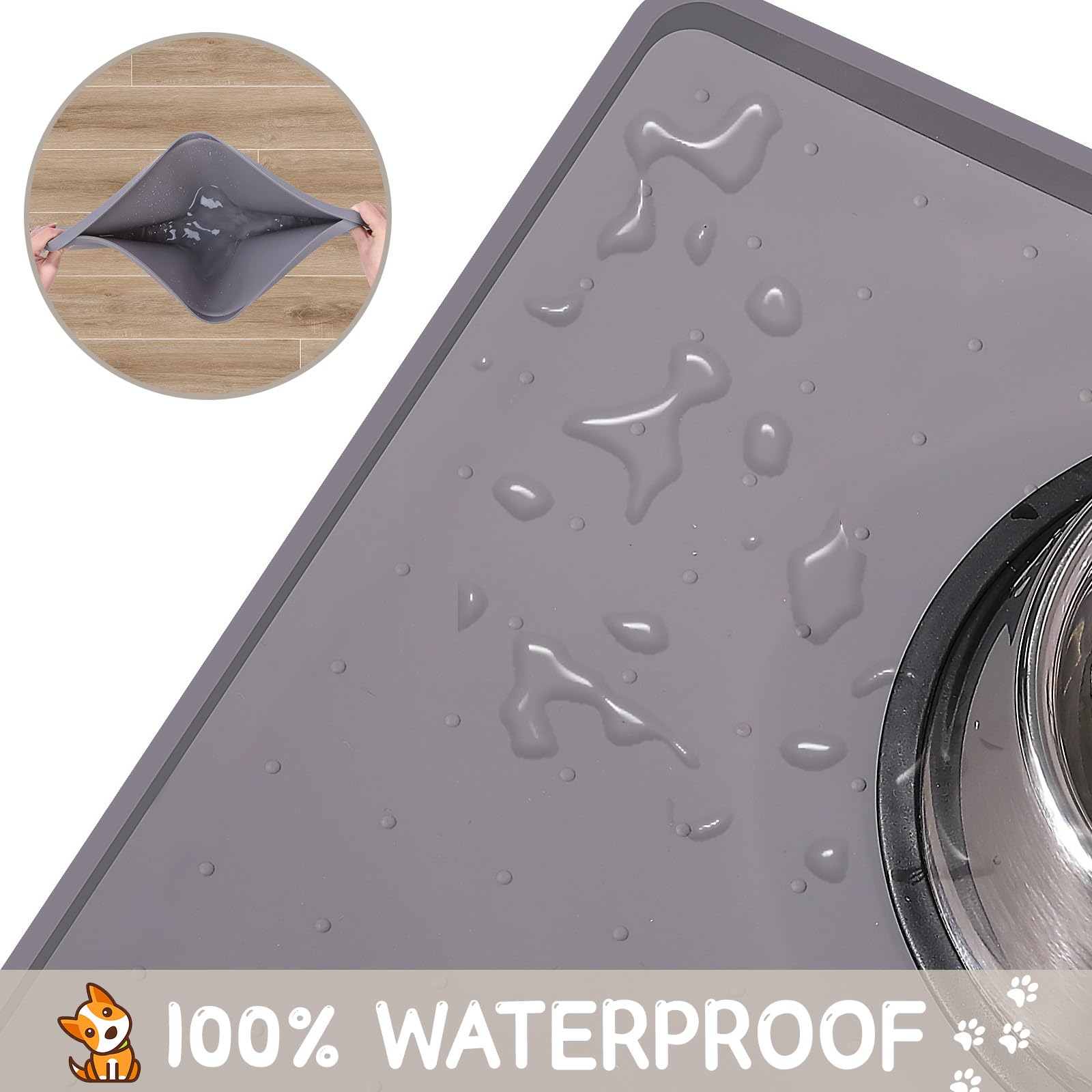 MateeyLife dishwasher-safe pet mat for quick cleaning after meals.