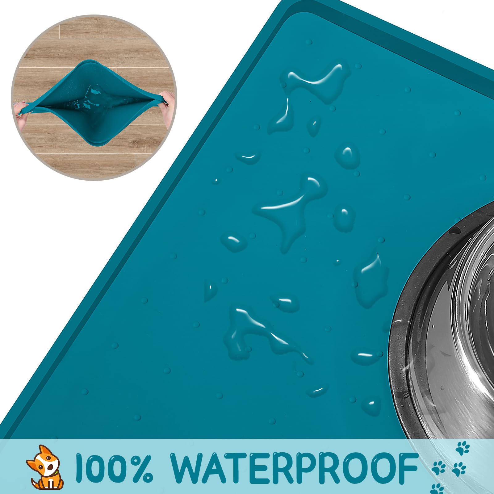 MateeyLife easy-clean dishwasher-safe mat cleans quickly after meals.