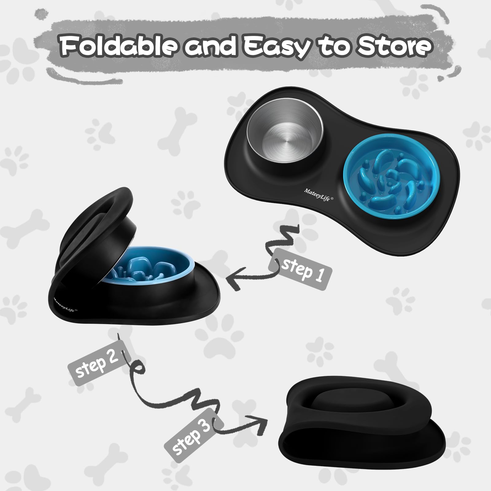 MateeyLife foldable silicone mat for compact storage after meals.